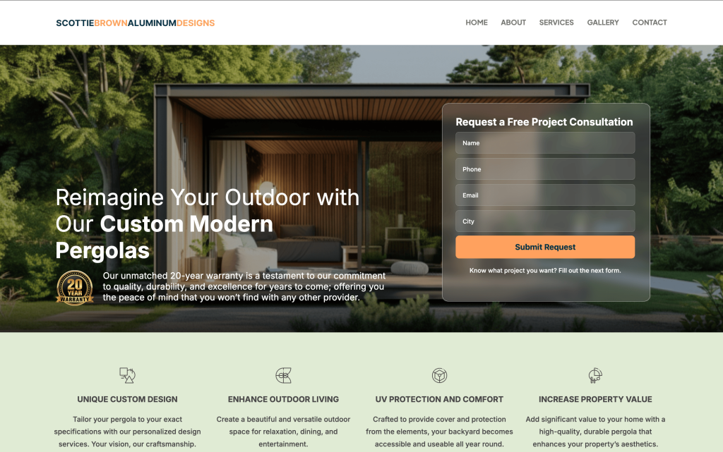 Plano Web Design for Custom Pergola Installation Services